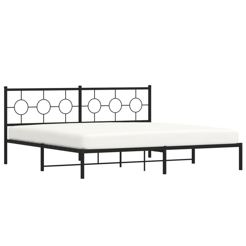 Casa si Gradina - Mobilier - Paturi si accesorii - Paturi - Cadru de pat metalic cu tablie, negru, 200x200 cm - Infinity.ro