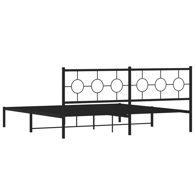 Casa si Gradina - Mobilier - Paturi si accesorii - Paturi - Cadru de pat metalic cu tablie, negru, 200x200 cm - Infinity.ro