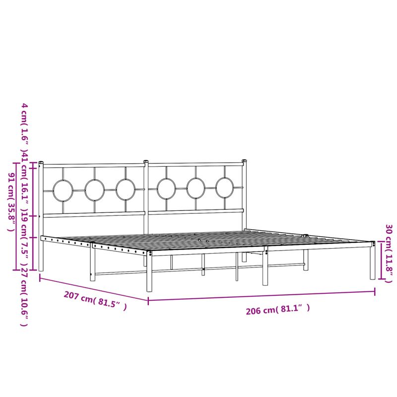 Casa si Gradina - Mobilier - Paturi si accesorii - Paturi - Cadru de pat metalic cu tablie, negru, 200x200 cm - Infinity.ro
