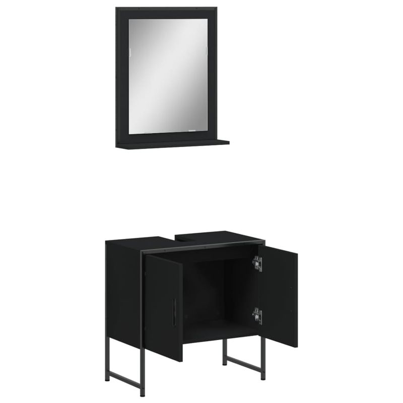 Casa si Gradina - Mobilier - Seturi de mobilier - Seturi baie - Set dulapuri de baie, 2 piese, negru, lemn prelucrat - Infinity.ro