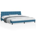 Casa si Gradina - Mobilier - Paturi si accesorii - Paturi - Cadru de pat cu tablie, albastru, 200x200 cm, catifea - Infinity.ro