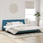 Casa si Gradina - Mobilier - Paturi si accesorii - Paturi - Cadru de pat cu tablie, albastru, 200x200 cm, catifea - Infinity.ro