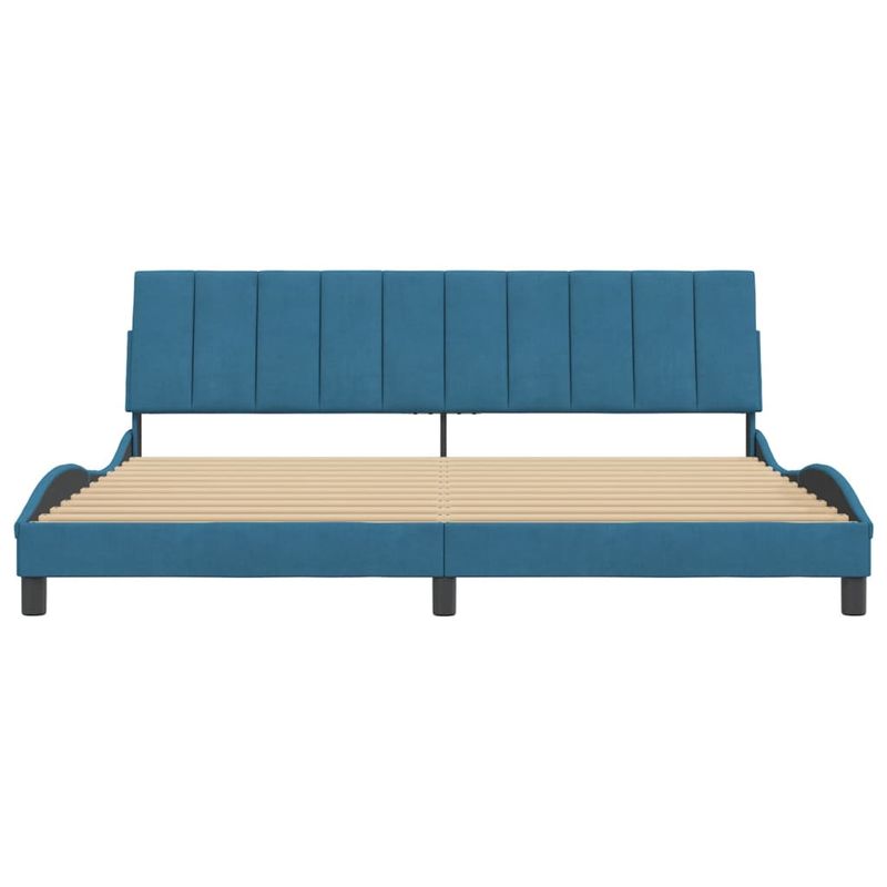 Casa si Gradina - Mobilier - Paturi si accesorii - Paturi - Cadru de pat cu tablie, albastru, 200x200 cm, catifea - Infinity.ro
