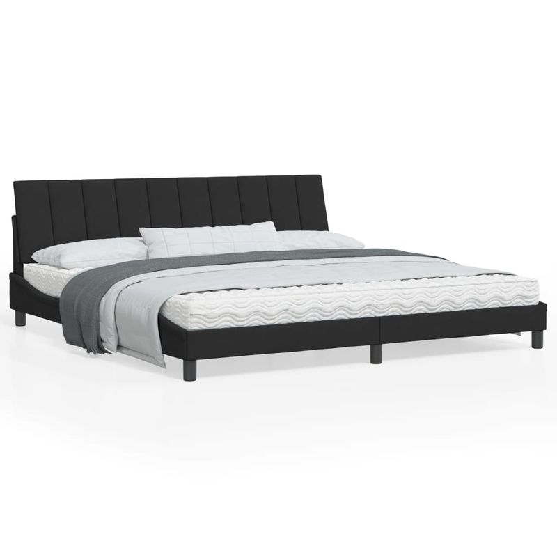 Casa si Gradina - Mobilier - Paturi si accesorii - Paturi - Cadru de pat cu lumini LED, negru, 200x200 cm, catifea - Infinity.ro