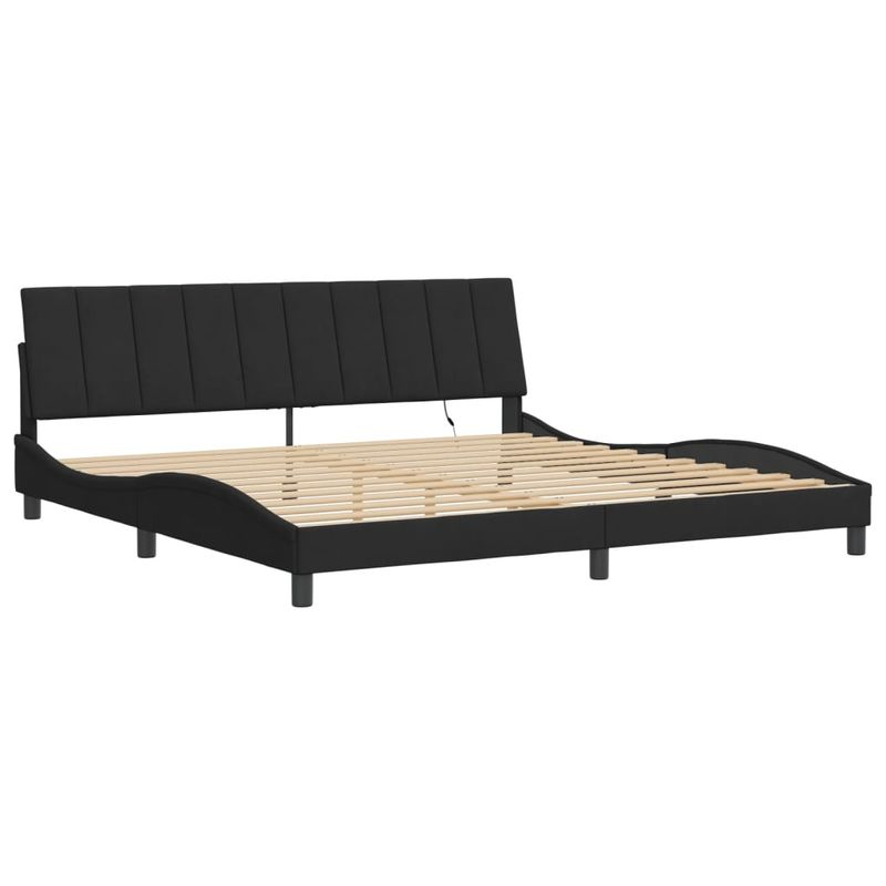 Casa si Gradina - Mobilier - Paturi si accesorii - Paturi - Cadru de pat cu lumini LED, negru, 200x200 cm, catifea - Infinity.ro