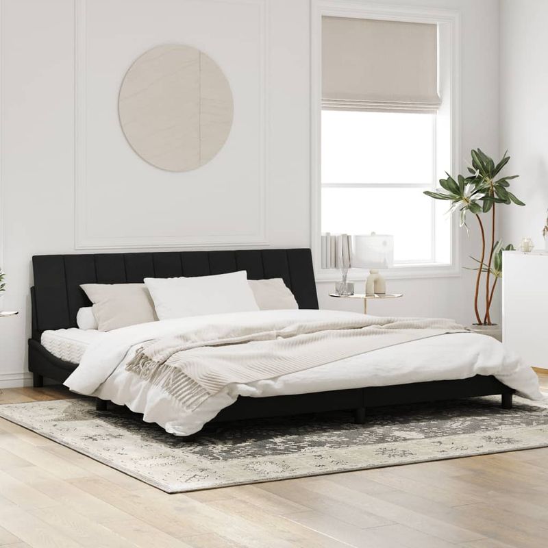 Casa si Gradina - Mobilier - Paturi si accesorii - Paturi - Cadru de pat cu lumini LED, negru, 200x200 cm, catifea - Infinity.ro