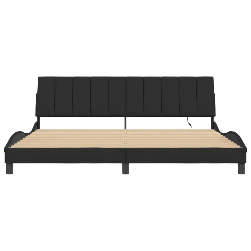 Casa si Gradina - Mobilier - Paturi si accesorii - Paturi - Cadru de pat cu lumini LED, negru, 200x200 cm, catifea - Infinity.ro