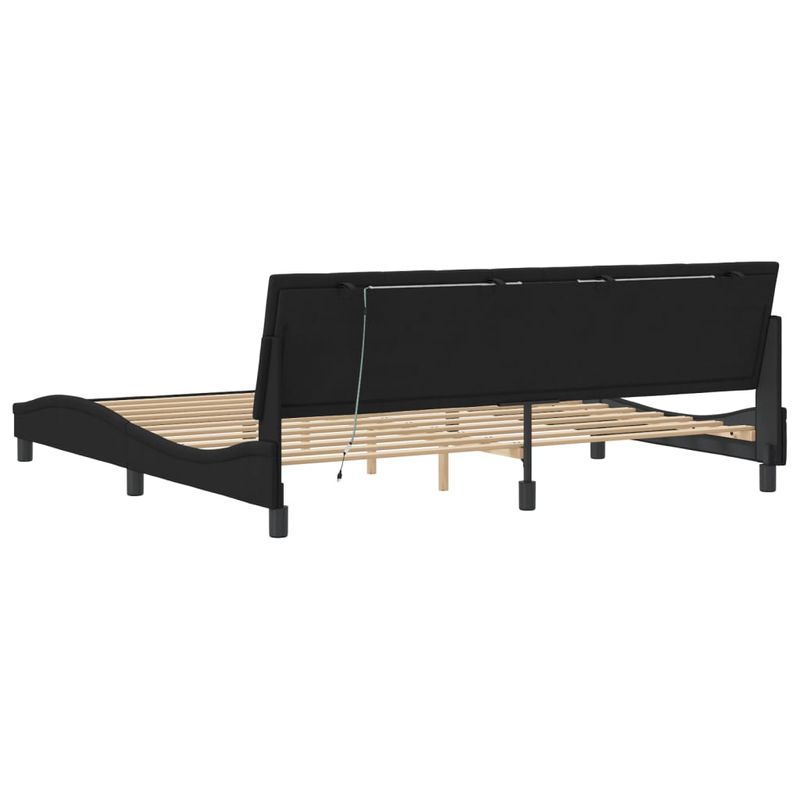 Casa si Gradina - Mobilier - Paturi si accesorii - Paturi - Cadru de pat cu lumini LED, negru, 200x200 cm, catifea - Infinity.ro