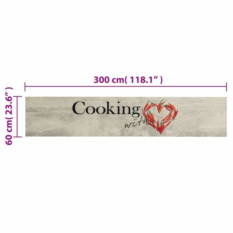 Casa si Gradina - Textile si covoare - Covoare - Covoare casa - Covor bucatarie lavabil, text Cooking/ardei, 60x300 cm, catifea - Infinity.ro