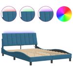 Casa si Gradina - Mobilier - Paturi si accesorii - Paturi - Cadru de pat cu lumini LED, albastru, 140x200 cm, catifea - Infinity.ro