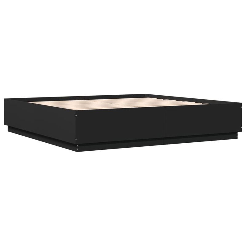 Casa si Gradina - Mobilier - Paturi si accesorii - Paturi - Cadru de pat cu lumini LED, negru, 200x200 cm, lemn prelucrat - Infinity.ro