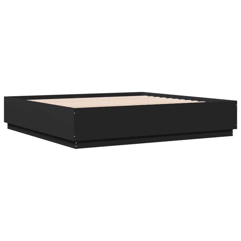 Casa si Gradina - Mobilier - Paturi si accesorii - Paturi - Cadru de pat cu lumini LED, negru, 200x200 cm, lemn prelucrat - Infinity.ro
