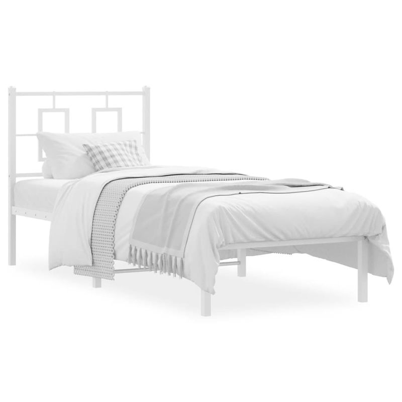 Casa si Gradina - Mobilier - Paturi si accesorii - Paturi - Cadru de pat metalic cu tablie, alb, 80x200 cm - Infinity.ro