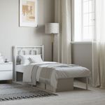 Casa si Gradina - Mobilier - Paturi si accesorii - Paturi - Cadru de pat metalic cu tablie, alb, 80x200 cm - Infinity.ro