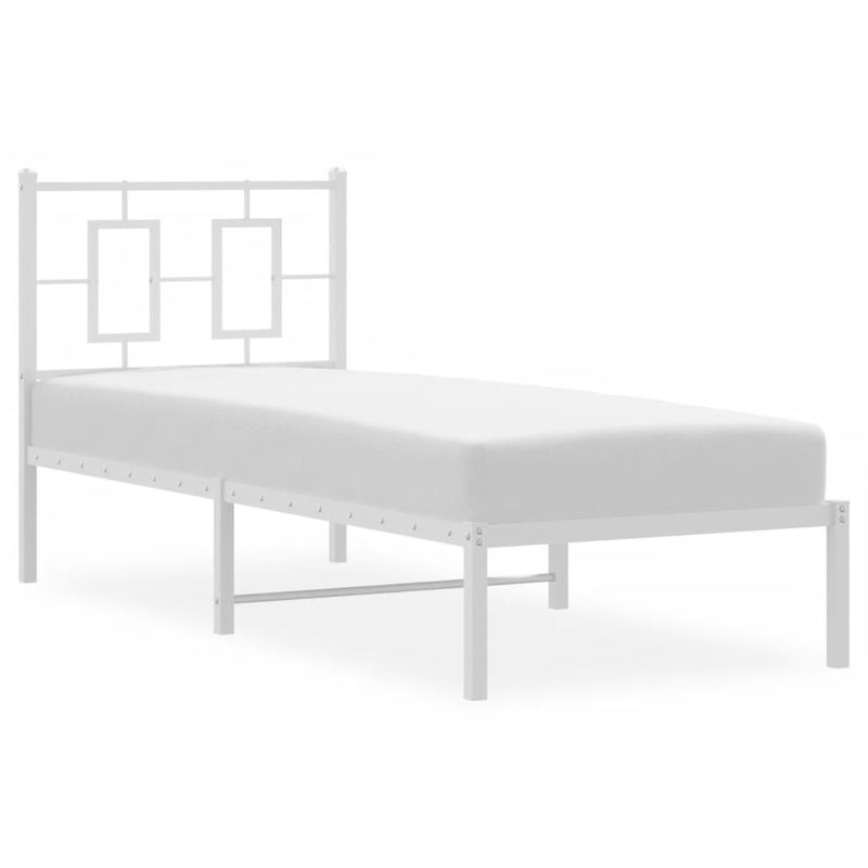 Casa si Gradina - Mobilier - Paturi si accesorii - Paturi - Cadru de pat metalic cu tablie, alb, 80x200 cm - Infinity.ro