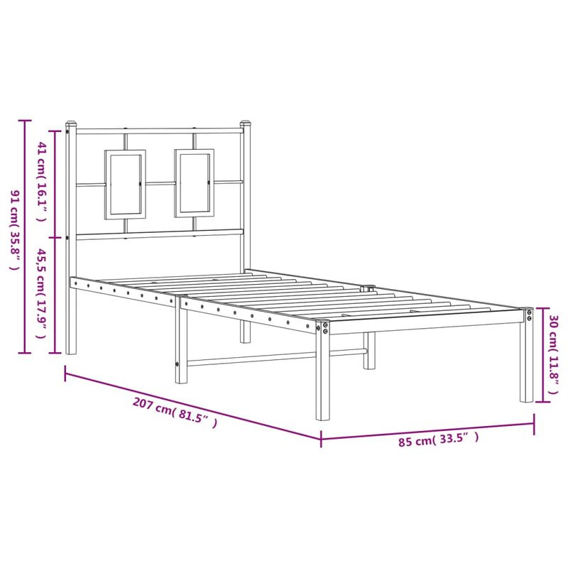 Casa si Gradina - Mobilier - Paturi si accesorii - Paturi - Cadru de pat metalic cu tablie, alb, 80x200 cm - Infinity.ro
