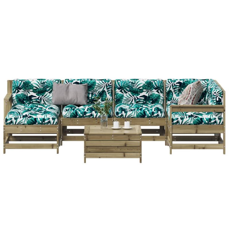 Casa si Gradina - Gradina si terasa - Mobilier exterior - Seturi mobila gradina - Set mobilier de gradina cu perne, 7 piese, lemn de pin tratat - Infinity.ro