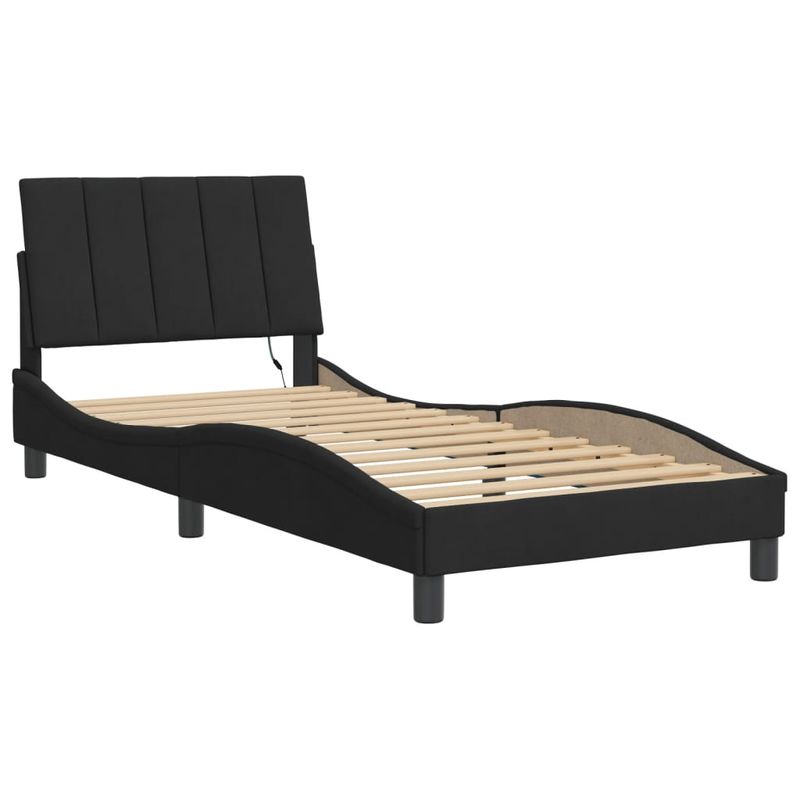 Casa si Gradina - Mobilier - Paturi si accesorii - Paturi - Cadru de pat cu lumini LED, negru, 80x200 cm, catifea - Infinity.ro