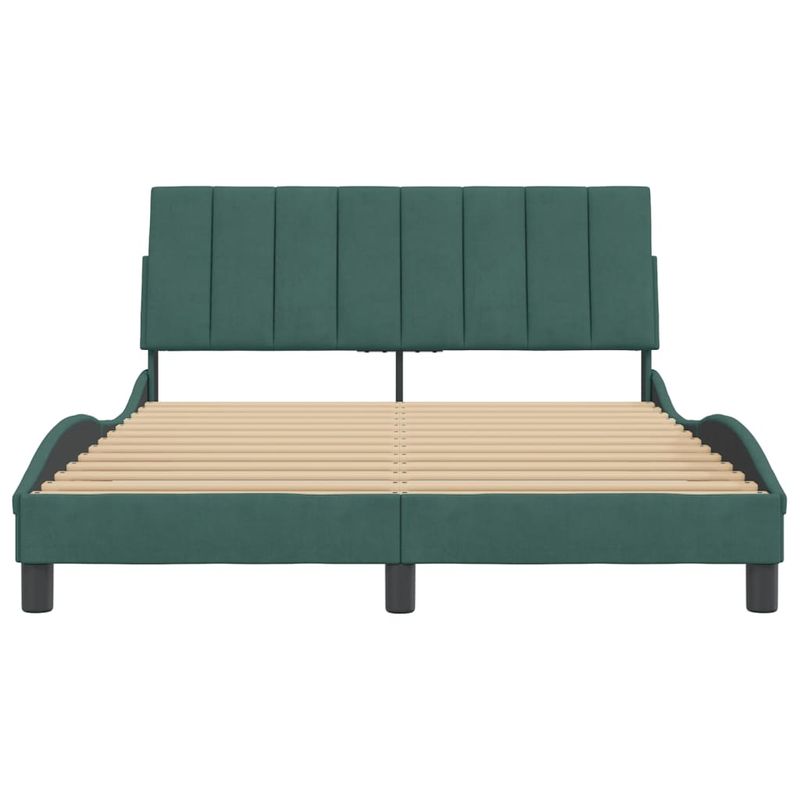 Casa si Gradina - Mobilier - Paturi si accesorii - Paturi - Cadru de pat cu tablie, verde inchis, 140x190 cm, catifea - Infinity.ro