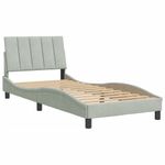 Casa si Gradina - Mobilier - Paturi si accesorii - Paturi - Cadru de pat cu tablie, gri deschis, 90x200 cm, catifea - Infinity.ro