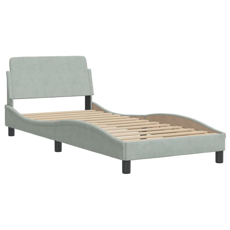 Casa si Gradina - Mobilier - Paturi si accesorii - Paturi - Cadru de pat cu tablie, gri deschis, 90x200 cm, catifea - Infinity.ro