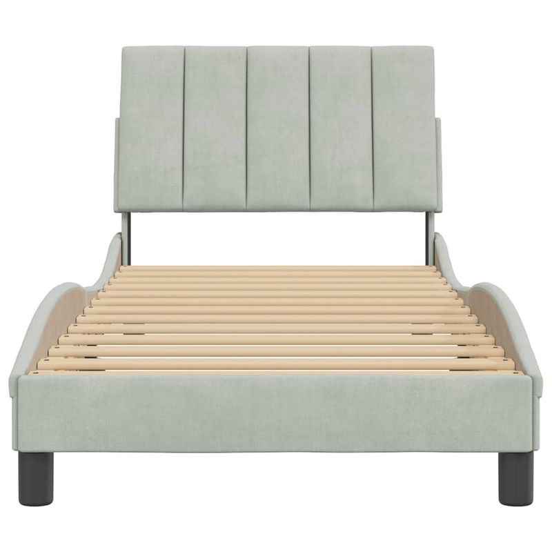 Casa si Gradina - Mobilier - Paturi si accesorii - Paturi - Cadru de pat cu tablie, gri deschis, 90x200 cm, catifea - Infinity.ro