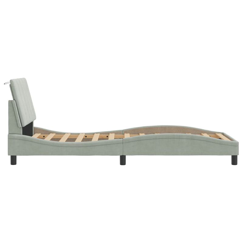 Casa si Gradina - Mobilier - Paturi si accesorii - Paturi - Cadru de pat cu tablie, gri deschis, 90x200 cm, catifea - Infinity.ro