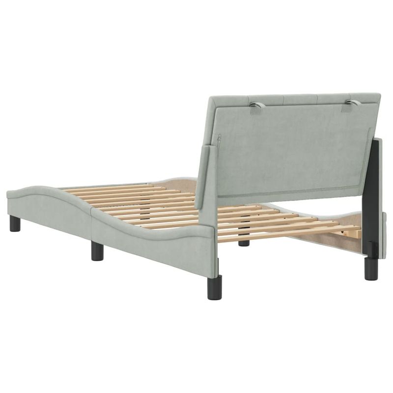 Casa si Gradina - Mobilier - Paturi si accesorii - Paturi - Cadru de pat cu tablie, gri deschis, 90x200 cm, catifea - Infinity.ro