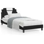 Casa si Gradina - Mobilier - Paturi si accesorii - Paturi - Cadru de pat cu lumini LED negru/alb 90x190 cm piele ecologica - Infinity.ro