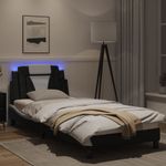 Casa si Gradina - Mobilier - Paturi si accesorii - Paturi - Cadru de pat cu lumini LED negru/alb 90x190 cm piele ecologica - Infinity.ro