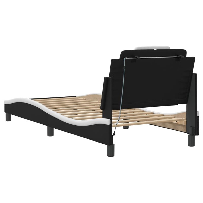 Casa si Gradina - Mobilier - Paturi si accesorii - Paturi - Cadru de pat cu lumini LED negru/alb 90x190 cm piele ecologica - Infinity.ro
