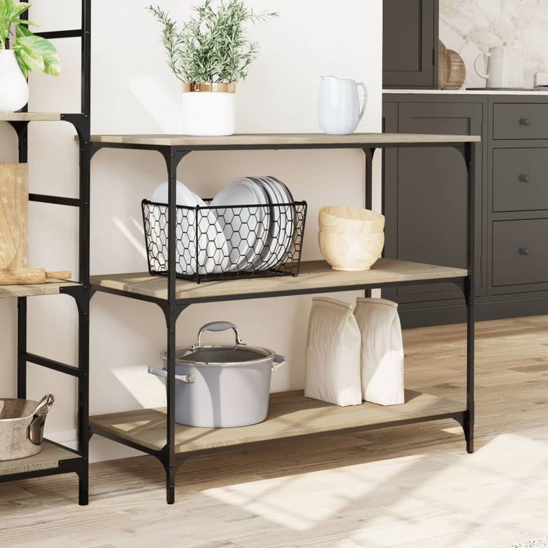 Casa si Gradina - Bucatarie si vesela - Ustensile bucatarie - Cosuri servire - Carucior de bucatarie stejar sonoma 102x50x95 cm lemn - Infinity.ro