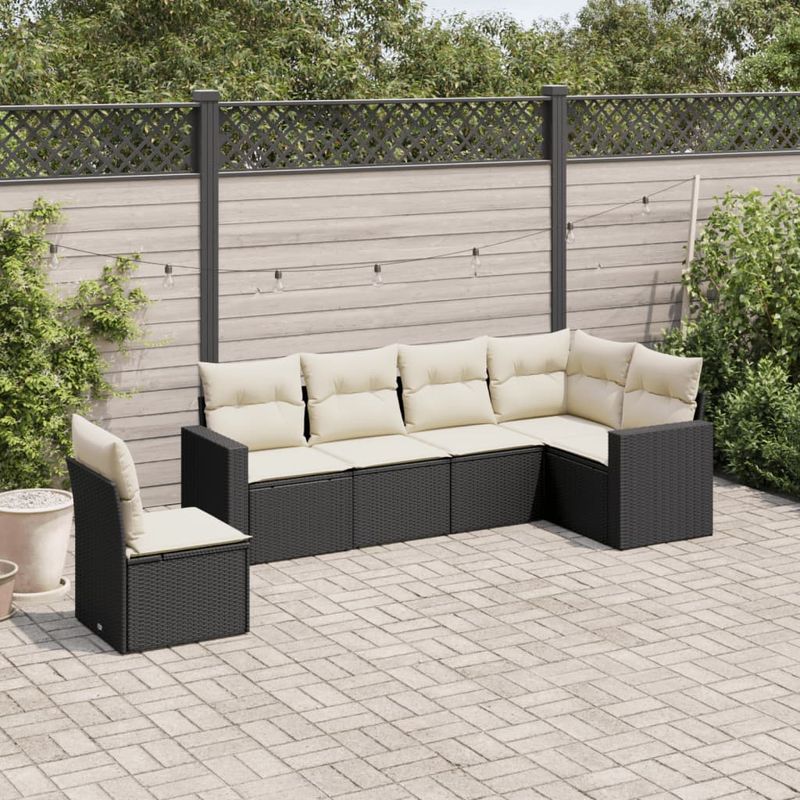Casa si Gradina - Gradina si terasa - Mobilier exterior - Canapele si fotolii gradina - Set mobilier de gradina cu perne, 6 piese, negru, poliratan - Infinity.ro