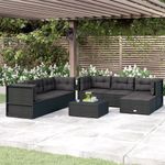Casa si Gradina - Gradina si terasa - Mobilier exterior - Seturi mobila gradina - Set mobilier de gradina cu perne, 7 piese, negru, poliratan - Infinity.ro