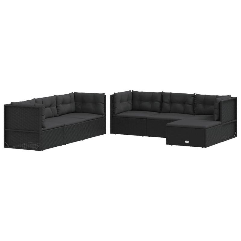 Casa si Gradina - Gradina si terasa - Mobilier exterior - Seturi mobila gradina - Set mobilier de gradina cu perne, 7 piese, negru, poliratan - Infinity.ro