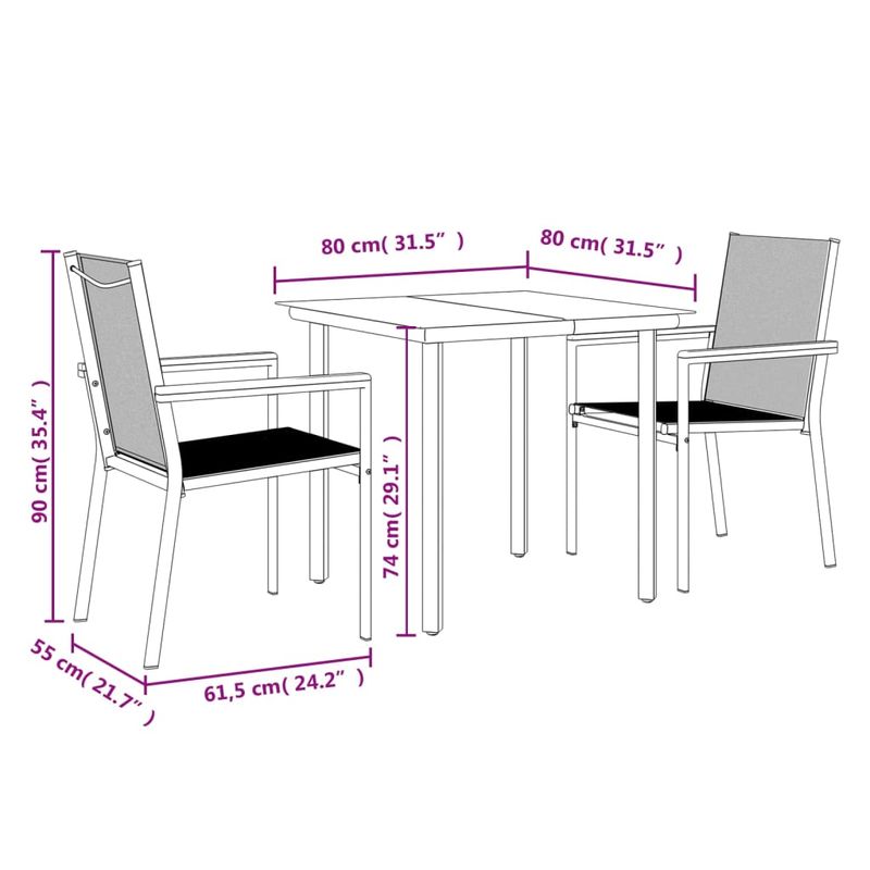 Casa si Gradina - Gradina si terasa - Mobilier exterior - Seturi mobila gradina - Set mobilier de gradina, 3 piese, negru, textilena si otel - Infinity.ro