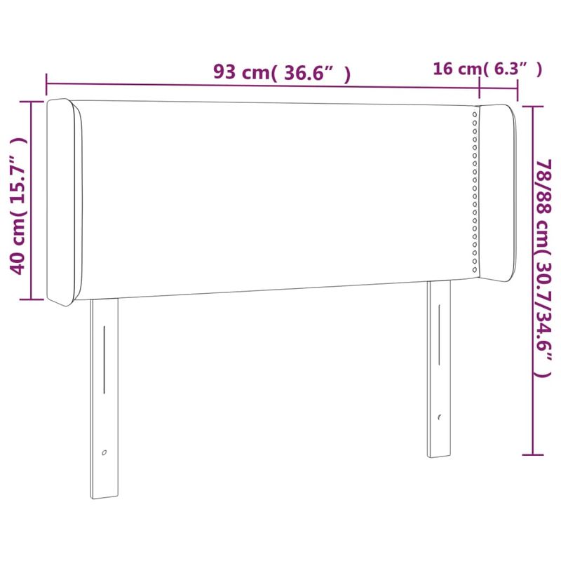 Casa si Gradina - Mobilier - Paturi si accesorii - Accesorii paturi - Tablie de pat cu LED, gri inchis, 93x16x78/88 cm, catifea - Infinity.ro