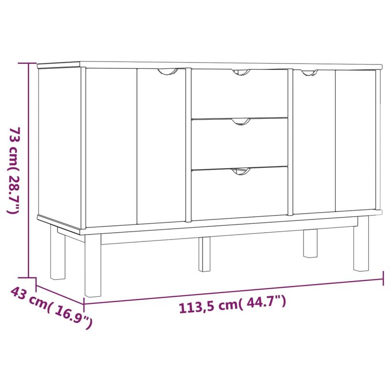Casa si Gradina - Mobilier - Comode si corpuri - Comode - Servanta OTTA, 113,5x43x73 cm, lemn masiv de pin - Infinity.ro