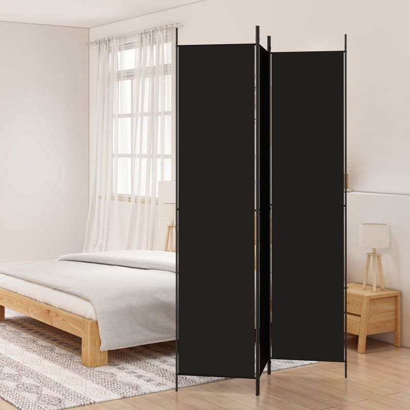 Casa si Gradina - Decoratiuni - Pereti despartitori si paravane - Paravan de camera cu 3 panouri, negru, 150x220 cm, textil - Infinity.ro