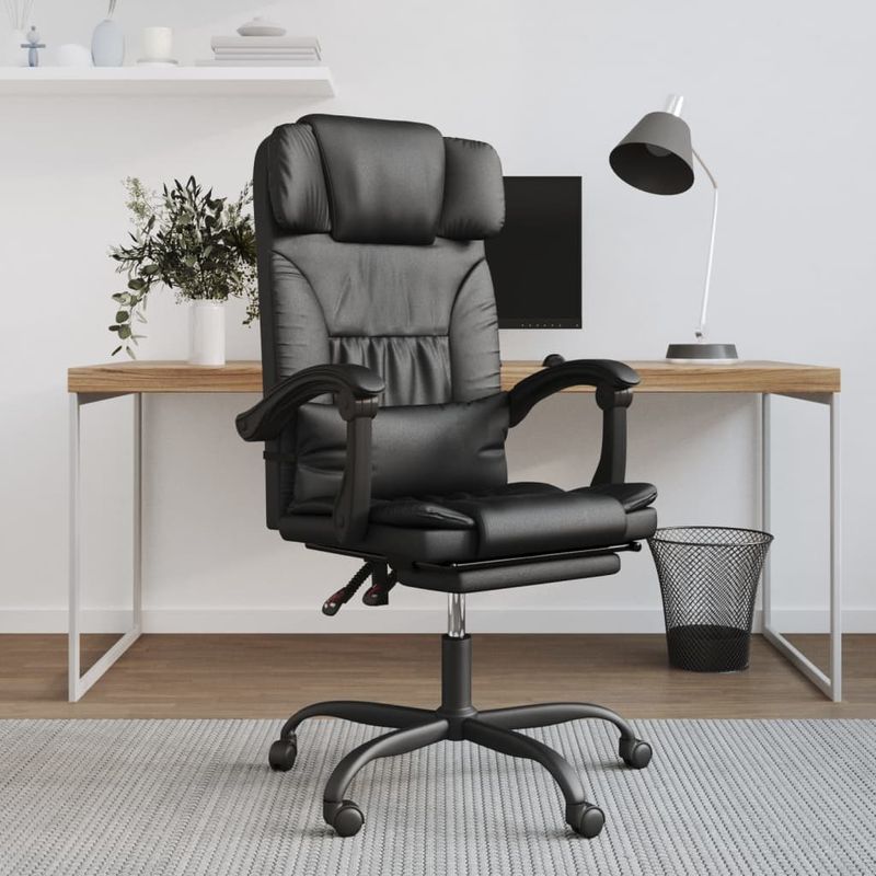 Casa si Gradina - Mobilier - Scaune si fotolii - Scaune - Scaun de birou rabatabil, negru, piele ecologica - Infinity.ro