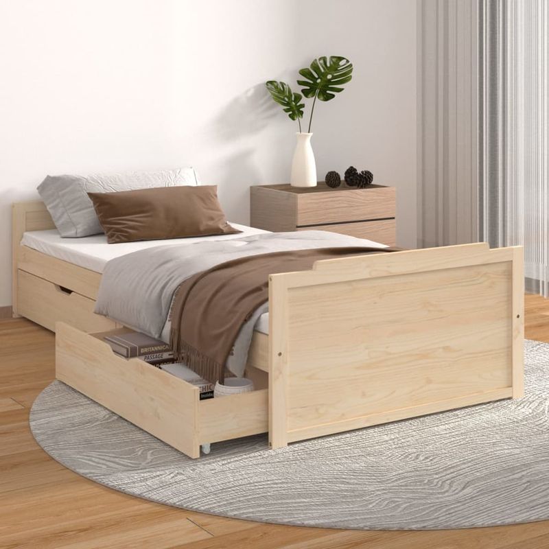 Casa si Gradina - Mobilier - Paturi si accesorii - Paturi - Cadru de pat cu sertare, 90x200 cm, lemn masiv de pin - Infinity.ro