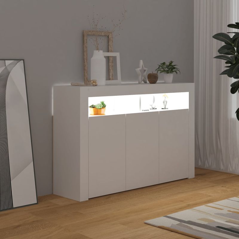 Casa si Gradina - Mobilier - Comode si corpuri - Comode - Servanta cu lumini LED, alb, 115,5x30x75 cm - Infinity.ro