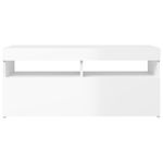 Casa si Gradina - Mobilier - Comode si corpuri - Comode - Comoda TV cu lumini LED, alb extralucios, 90x35x40 cm - Infinity.ro