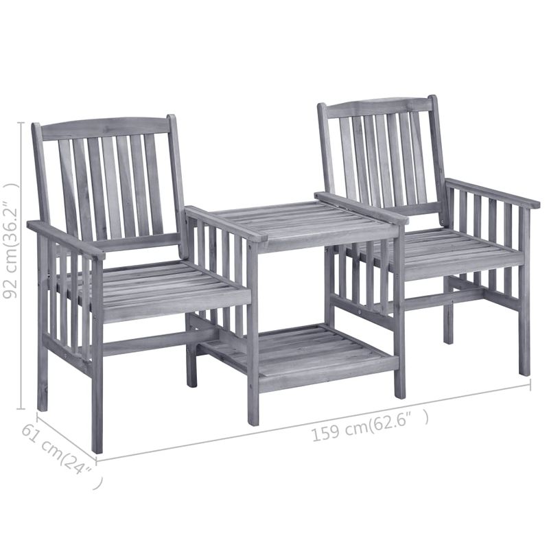 Casa si Gradina - Gradina si terasa - Mobilier exterior - Seturi mobila gradina - Scaune de gradina cu masa de ceai si perne, lemn masiv acacia - Infinity.ro
