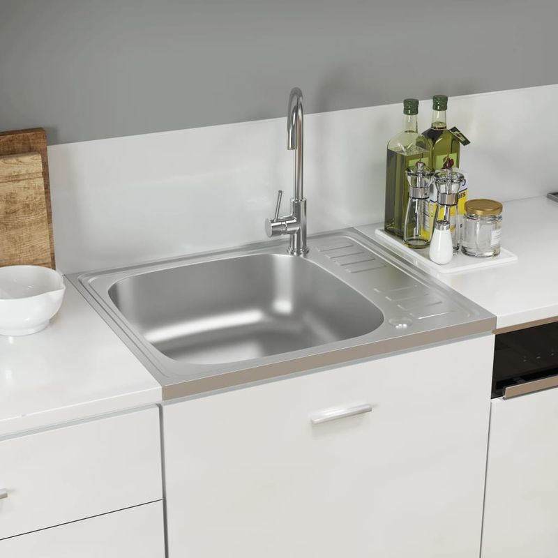 Casa si Gradina - Sanitare - Chiuveta bucatarie si accesorii - Chiuvete bucatarie - Chiuveta bucatarie cu scurgator, argintiu 500x600x155 mm otel - Infinity.ro