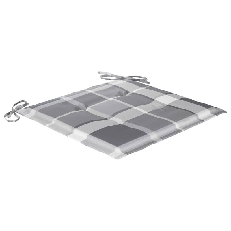 Casa si Gradina - Gradina si terasa - Mobilier exterior - Scaune si sezlonguri gradina - Scaune de gradina cu perne , perne gri carouri, 8 buc., lemn masiv tec - Infinity.ro
