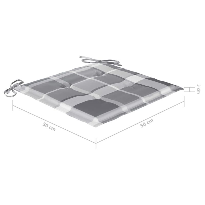 Casa si Gradina - Gradina si terasa - Mobilier exterior - Scaune si sezlonguri gradina - Scaune de gradina cu perne , perne gri carouri, 8 buc., lemn masiv tec - Infinity.ro