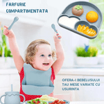 Jucarii, Copii si Bebe - Hrana si alaptare - Biberoane, suzete si accesorii hranire - Articole hranire bebelusi - Set hranire bebe, BLEKSY®, Baveta, Bol cu Ventuza, Farfurie cu Capac, Pahar, Lingurita si Furculita, Fara Alergeni, Blue - Infinity.ro