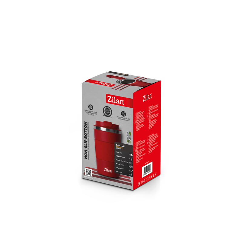Casa si Gradina - Bucatarie si vesela - Accesorii bar - Termosuri si Cani termos - Cana de cafea Zilan ZLN9880 termos, capacitate 380ml, interior din inox, pereti dublii, rosu - Infinity.ro