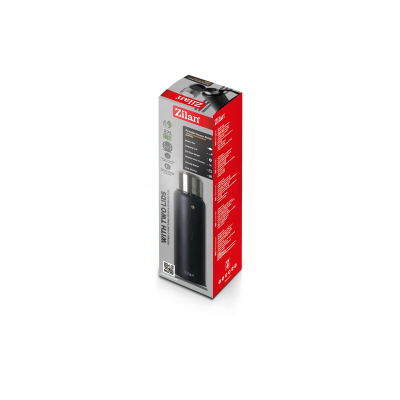 Casa si Gradina - Bucatarie si vesela - Accesorii bar - Termosuri si Cani termos - Termos portabil Zilan ZLN9914, capacitate 1L, pastreaza rece 24 ore, cald 12 ore, pereti dublii, negru - Infinity.ro